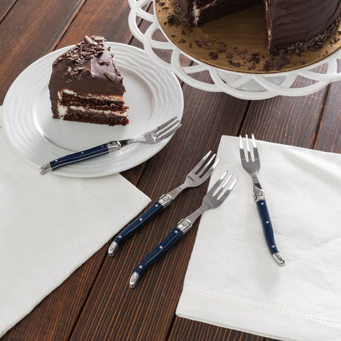 French Home Laguiole Cake Forks, Set of 4, Navy
