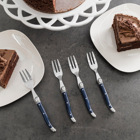 French Home Laguiole Cake Forks, Set of 4, Navy