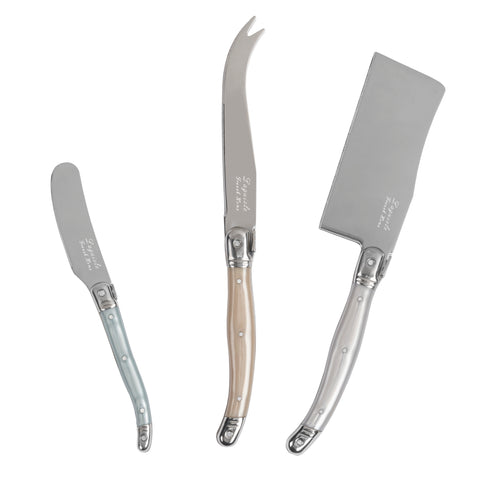 French Home 3-Piece Laguiole Cheese Knife Set with Mother of Pearl Handles