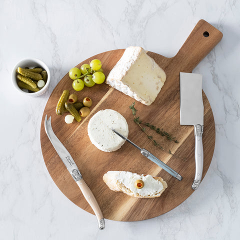 French Home 3-Piece Laguiole Cheese Knife Set with Mother of Pearl Handles