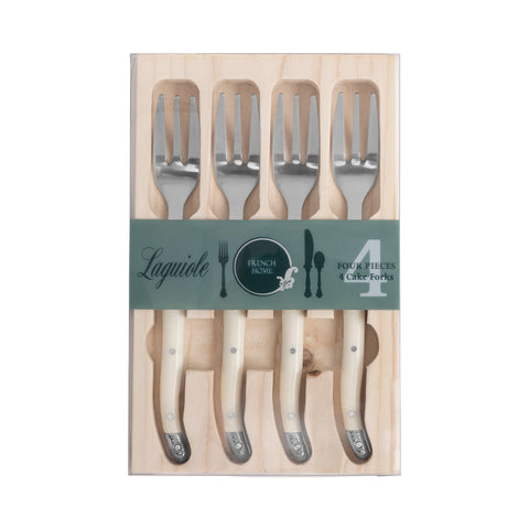 French Home Set of 4 Laguiole Faux Ivory Cake Forks