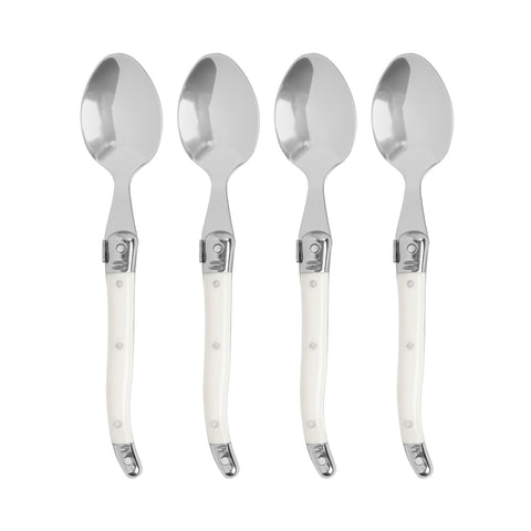 French Home Set of 4 Laguiole Faux Ivory Coffee Spoons