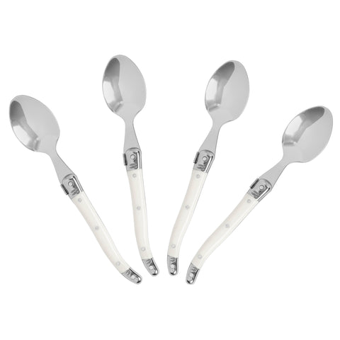 French Home Set of 4 Laguiole Faux Ivory Coffee Spoons