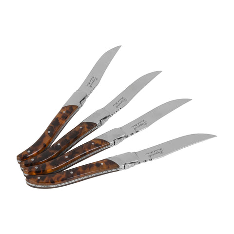 French Home Tortoise Shell 4-Piece Laguiole Connoisseur Steak Knife Set