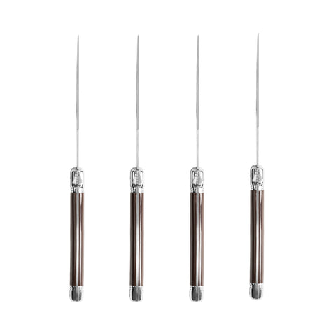French Home Set of 4 Laguiole Steak Knives, Chocolate Brown