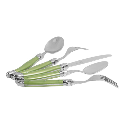 French Home 20-Piece Stainless-Steel Laguiole Flatware Set, Service for 4, Spring Green