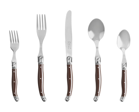 French Home 20-Piece Laguiole Flatware Set, Service for 4, Chocolate Brown