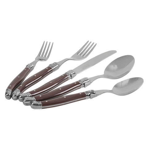 French Home 20-Piece Laguiole Flatware Set, Service for 4, Chocolate Brown