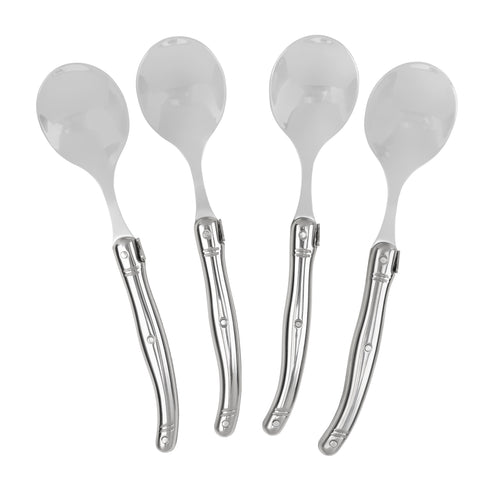 French Home Set of 4 Soup Spoons with Stainless Steel Handles