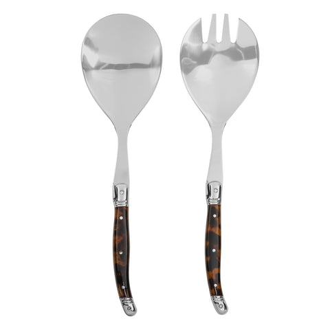 French Home 2-Piece Set of Laguiole Connoisseur Tortoise Shell Salad Servers
