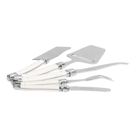 French Home 5-Piece Laguiole Cheese Knife, Fork, and Slicer Set with Faux Ivory Handles