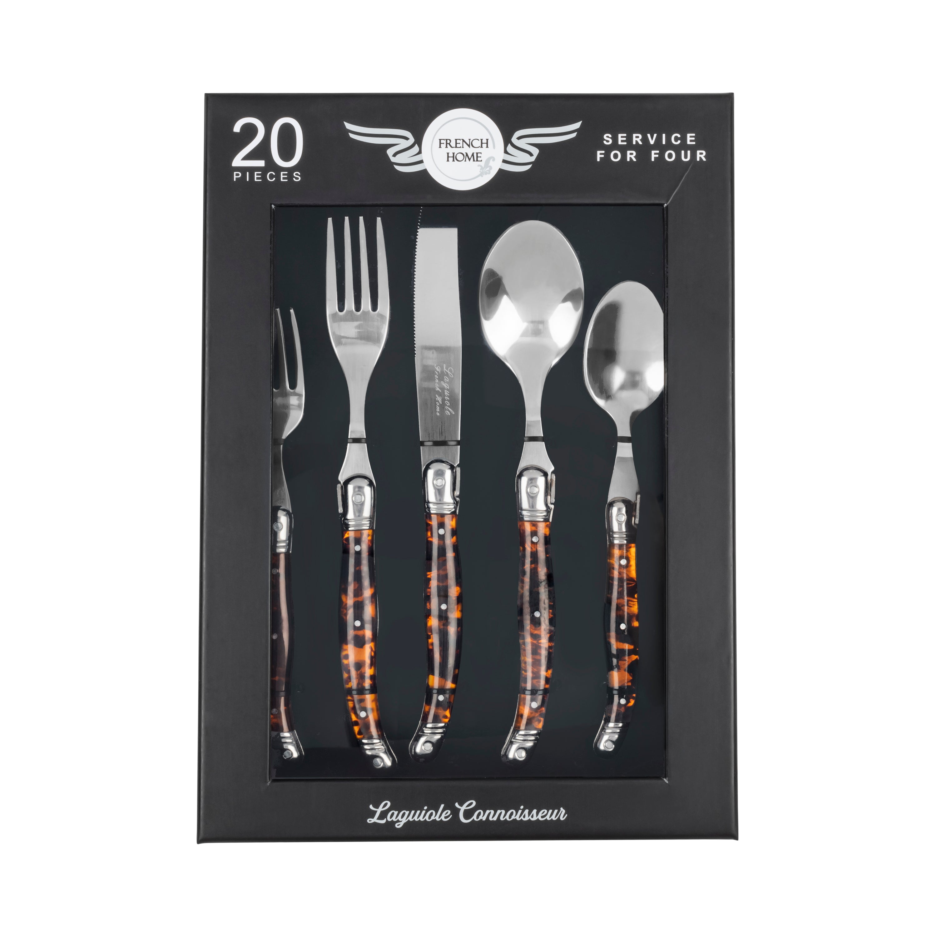 French Home Laguiole Connoisseur 20-Piece 18/10 Flatware Set with
