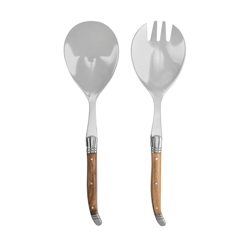 French Home Laguiole 2-Piece Olive Wood Salad Server Set