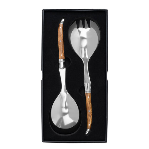French Home Laguiole 2-Piece Olive Wood Salad Server Set
