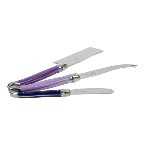 French Home Laguiole Set of 3 Cheese Knives - Plum Rose