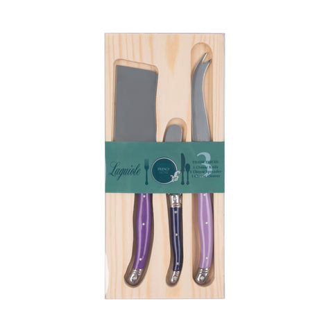 French Home Laguiole Set of 3 Cheese Knives - Plum Rose