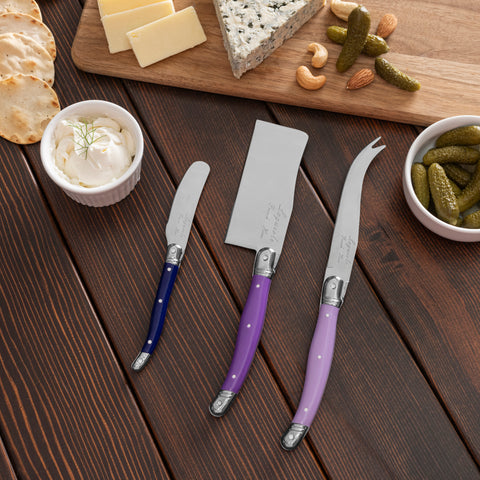 French Home Laguiole Set of 3 Cheese Knives - Plum Rose