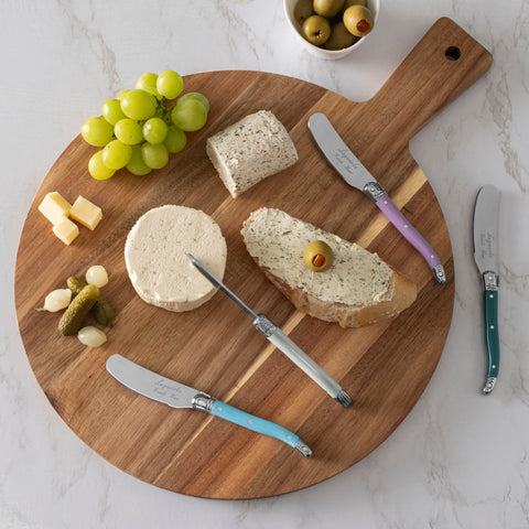 French Home 7-Piece Laguiole Cheese Knives and Spreaders - Plum Rose