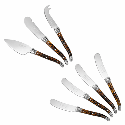 French Home 7-Piece Laguiole Tortoise Shell Cheese Knife and Spreaders Set
