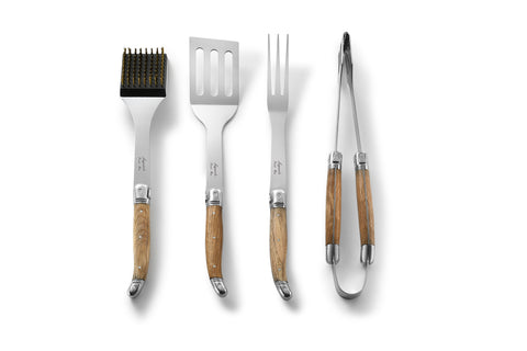 French Home Set of 4 Laguiole BBQ Tools with Storage Case