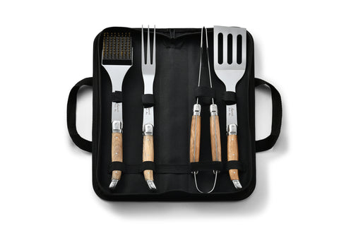 French Home Set of 4 Laguiole BBQ Tools with Storage Case