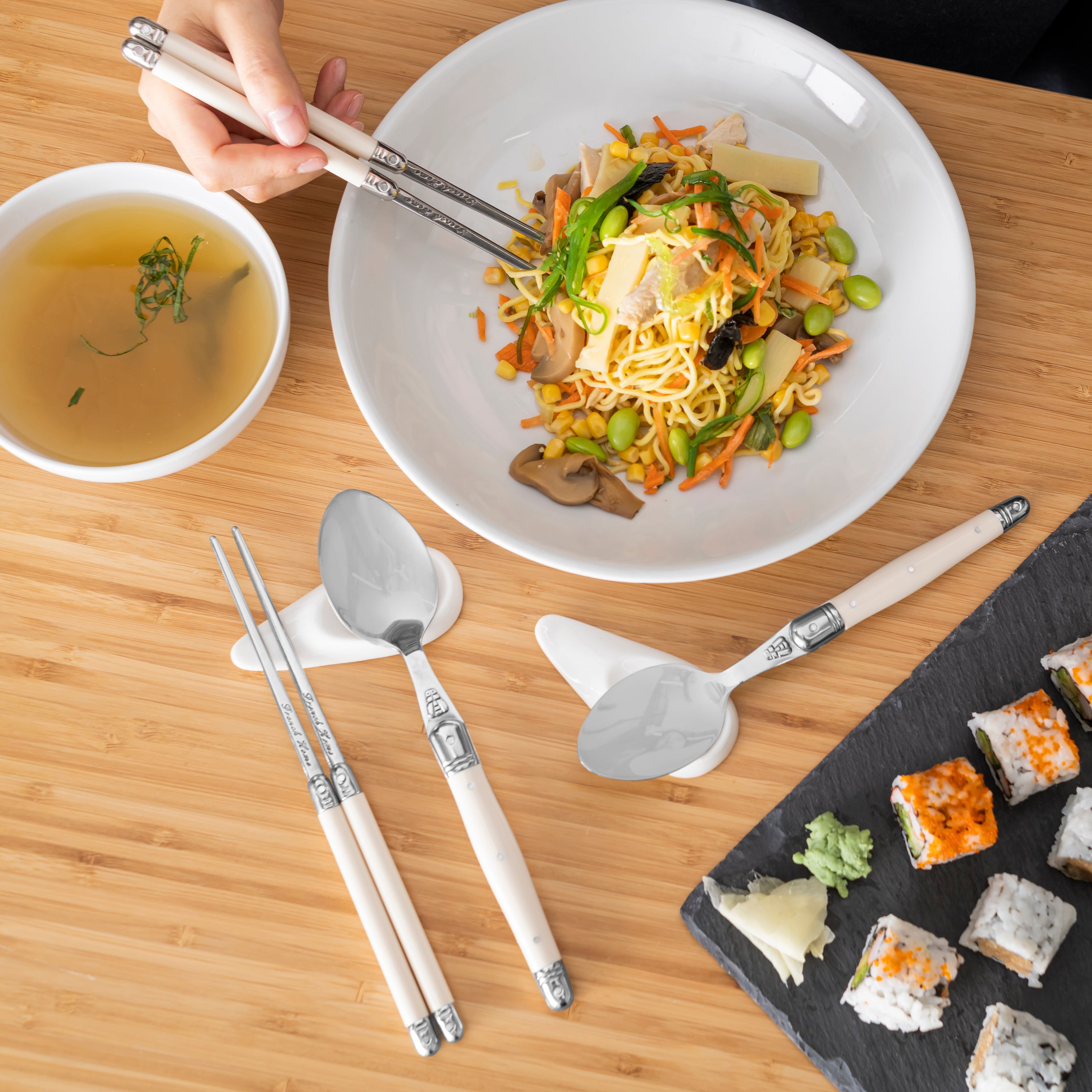 French Home Chopsticks, Spoons and Ceramic Rests - Thumbnail 3