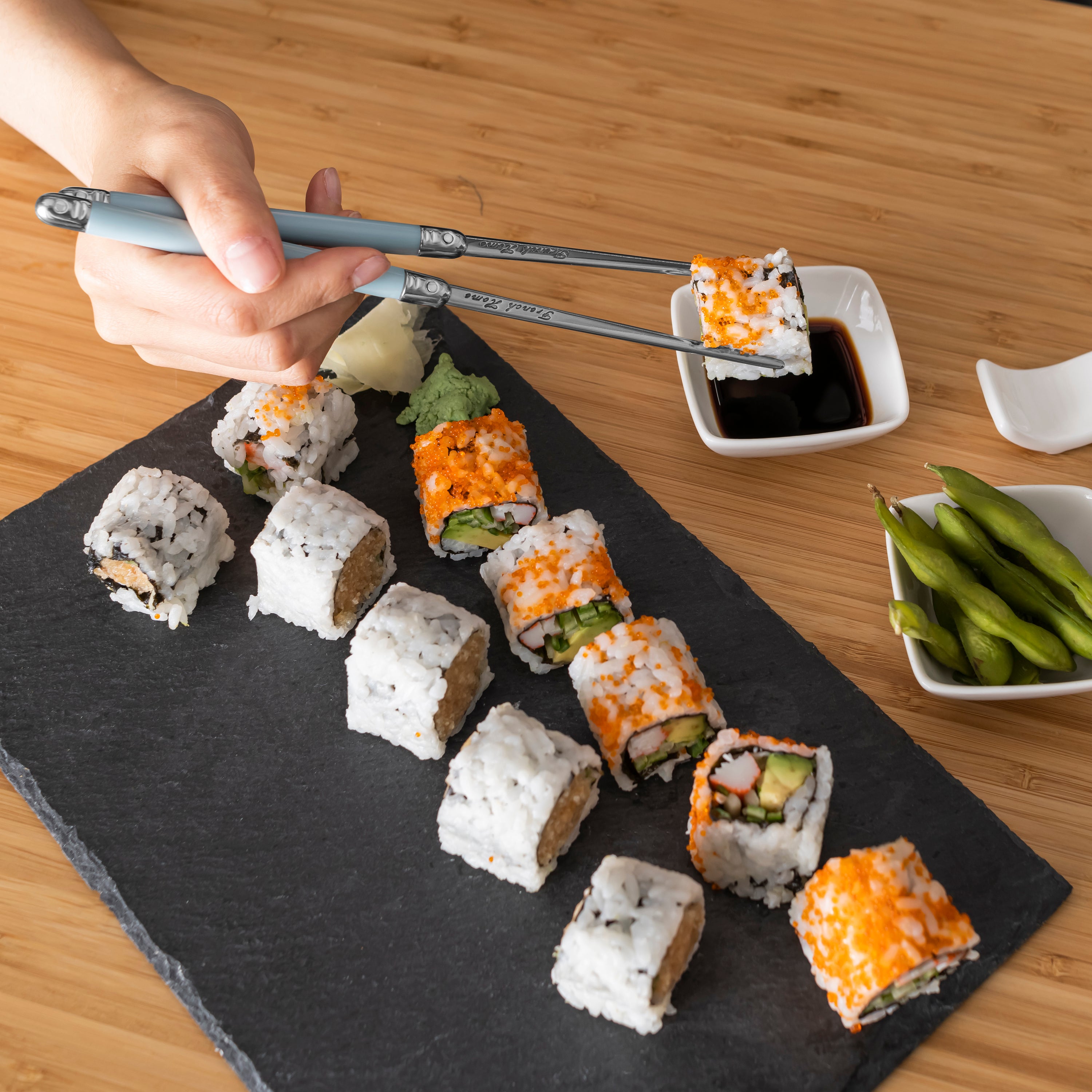 French Home Chopsticks with Rests and Sauce Bowls
