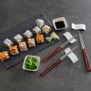 French Home Pakkawood Chopsticks, Ceramic Rests and Sauce Bowls, Set of 4 Pairs