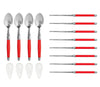 French Home Red Chopsticks, Laguiole Spoons and Ceramic Rests, Set of 4 Pairs