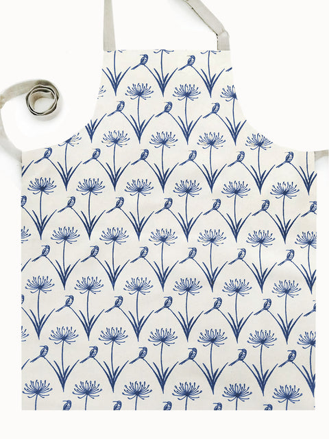 French Home Botanical Sugarbird Apron- Sky