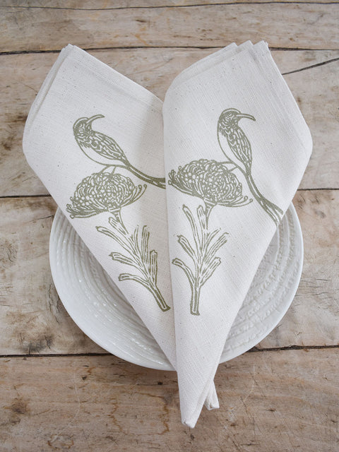 French Home Set of 4 Sugarbird Napkins - Sage
