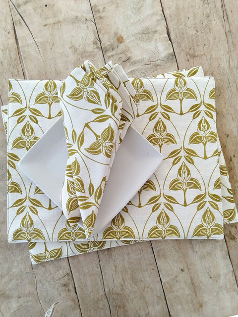 French Home Set of 4 Orchid Napkins - Chartreuse