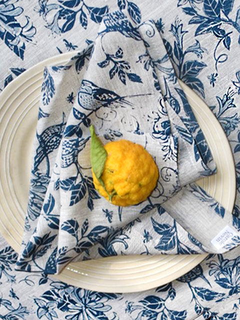 French Home Set of 4 Honeysuckle Napkins - Indigo