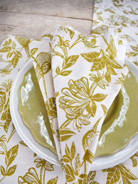 French Home Set of 4 Honeysuckle Napkins - Chartreuse
