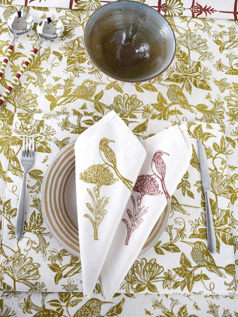 French Home Set of 4 Sugarbird Napkins - Chartreuse
