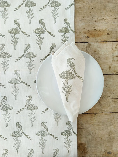 French Home Sugarbird Table Runner - Sage
