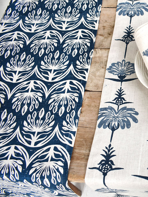 French Home Botanical Table Runner – Indigo