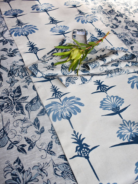 French Home Tropical Garden Table Runner - Indigo and Sky