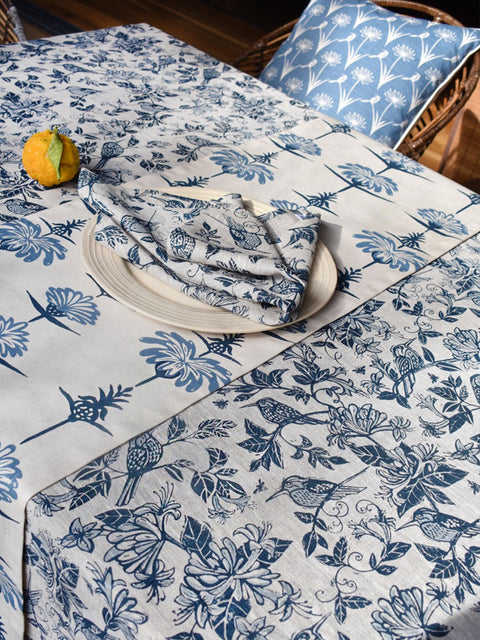 French Home Tropical Garden Table Runner - Indigo and Sky