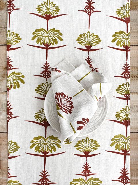 French Home Tropical Garden Table Runner - Crimson and Chartreuse