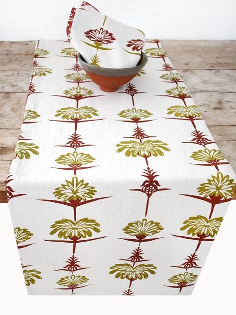 French Home Tropical Garden Table Runner - Crimson and Chartreuse