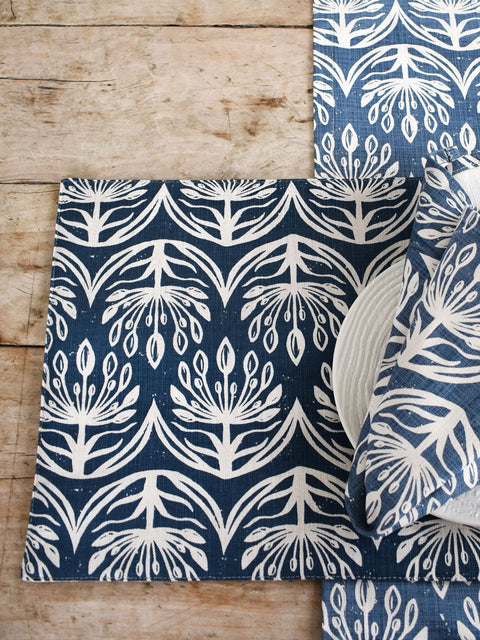 French Home Set of 4 Botanical Placemats – Indigo