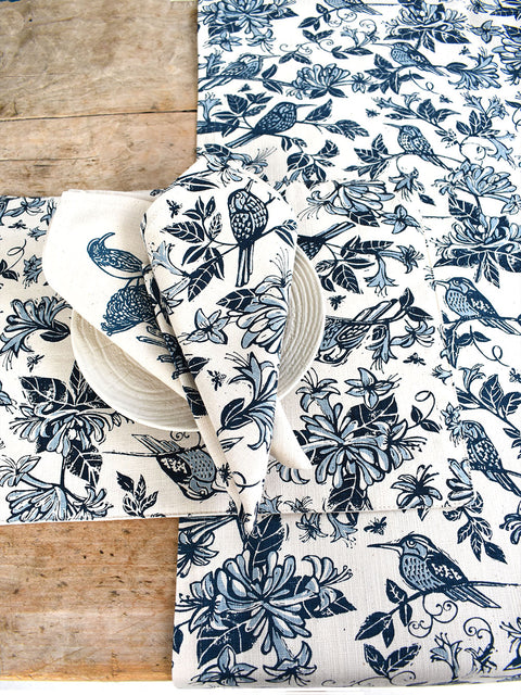 French Home Set of 4 Honeysuckle Placemats - Indigo