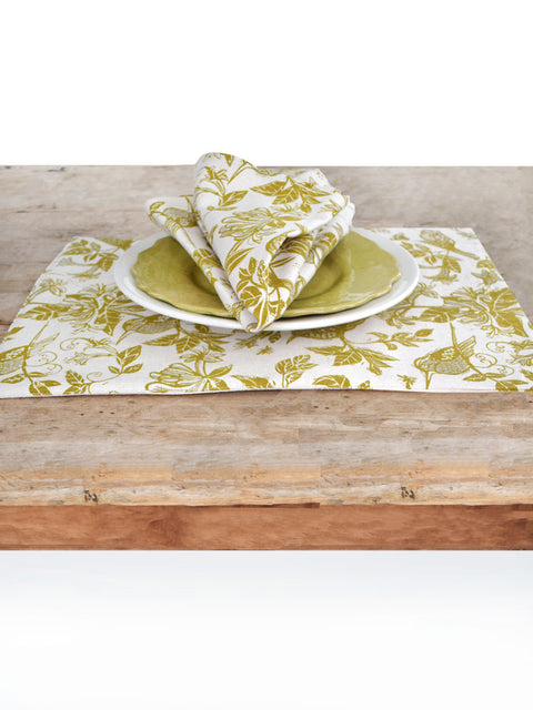 French Home Set of 4 Honeysuckle Placemats - Chartreuse
