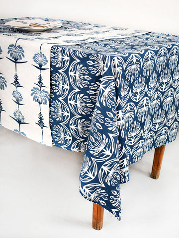French Home Botanical 59" x 118" Tablecloth - Indigo