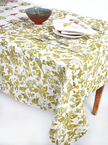 French Home Honeysuckle 59" x 118" Tablecloth  - Chartreuse