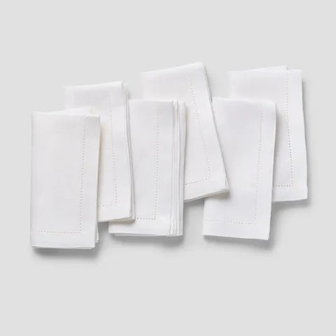 French Home Linen Set of 6 Arboretum Napkins - White