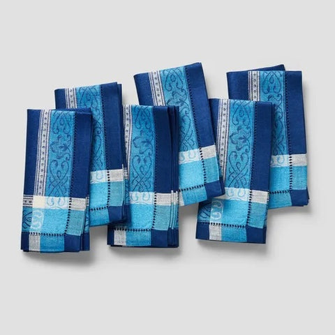 French Home Linen Set of 6 Astra Napkins – Shades of Blue