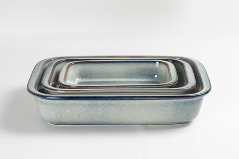 French Home Set of 3 Stoneware Bakers, Shades of Taupe