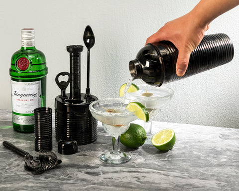 French Home 7-Piece Black Barware Set